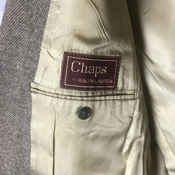 CHAPS Ralph Lauren suit coat blazer woven in Scotland Camel Hair jacket Sz Large - Picture 8 of 16